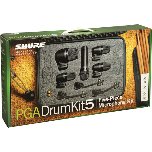 [PGA-DRUMKIT5] SET DE 5 MICROFONOS SHURE, PARA BATERIA, 5 DINAMICOS, CON CABLES, CLIPS Y FUNDA