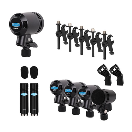 [T8900] SET DE 7 MICROFONOS ALCTRON, PARA BATERIA, 5 DINAMICOS, 2 CONDENSADOS, DISEÑADOS PARA GRANDES FORMATOS ,CLIPS Y HARD CASE