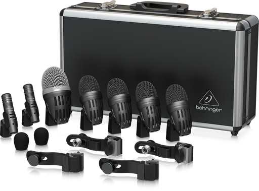 [BC1500] SET DE 7 MICROFONOS BEHRINGER, PARA BATERIA, 5 DINAMICOS, 2 CONDENSADO, CON CLIPS Y ESTUCHE