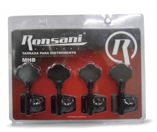 [MHB-CB] SET DE CLAVIJAS RONSANI, 4 UNIDADES, METAL, PARA BAJO, COLOR NEGRO, TIPO FENDER