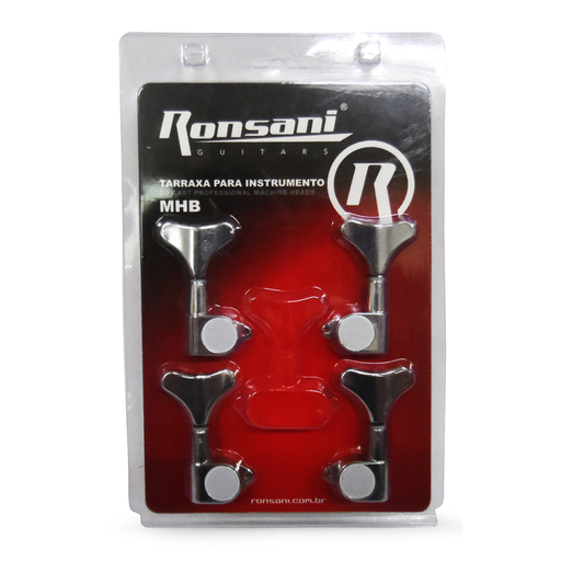 [MHB-MS] SET DE CLAVIJAS RONSANI, 4 UNIDADES, METAL, PARA BAJO, COLOR PLATEADO, TIPO IBANEZ