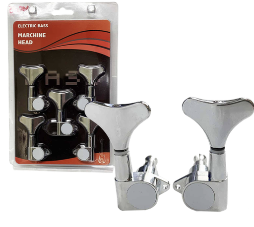 [MHB-MS-5] SET DE CLAVIJAS RONSANI, 5 UNIDADES, METAL, PARA BAJO, COLOR PLATEADO, TIPO IBANEZ