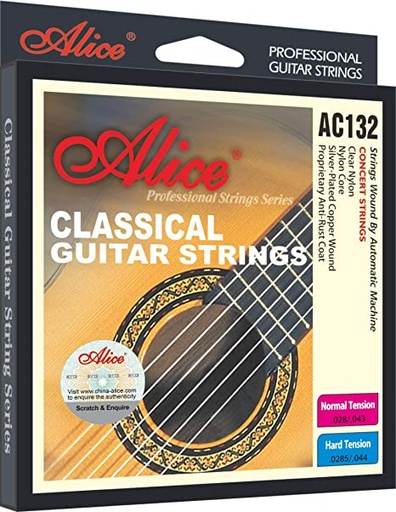 [AC132] SET DE CUERDAS ALICE, PARA GUITARRA CLASICA, NYLON, TENSION 028/043