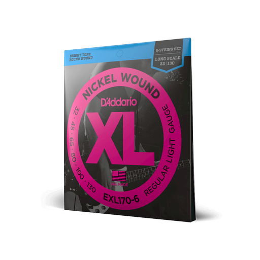 [EXL170-6] SET DE CUERDAS D´ADDARIO, PARA BAJO ELECTRICO, METAL, CALIBRE .32/130, 6 CUERDAS, XL NICKEL WOUND, REGULAR LIGHT GAUGE