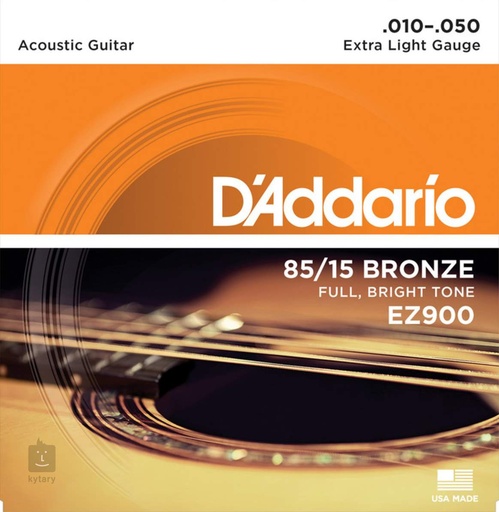 [EZ900] SET DE CUERDAS D´ADDARIO, PARA GUITARRA ACUSTICA, METAL, CALIBRE .010/050 , 85/15 BRONZE, FULL BRIGHT TONE