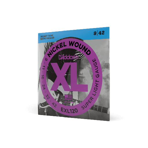[EXL120 .9] SET DE CUERDAS D´ADDARIO, PARA GUITARRA ELECTRICA, METAL, CALIBRE .09/042 XL NICKEL WOUND, SUPER LIGHT GAUGE