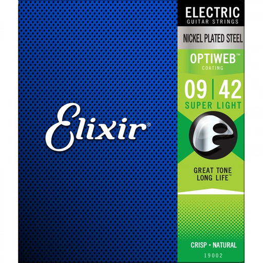 [19002] SET DE CUERDAS ELIXIR, PARA GUITARRA ELECTRICA, CALIBRE 09 - 42, OPTIWEB