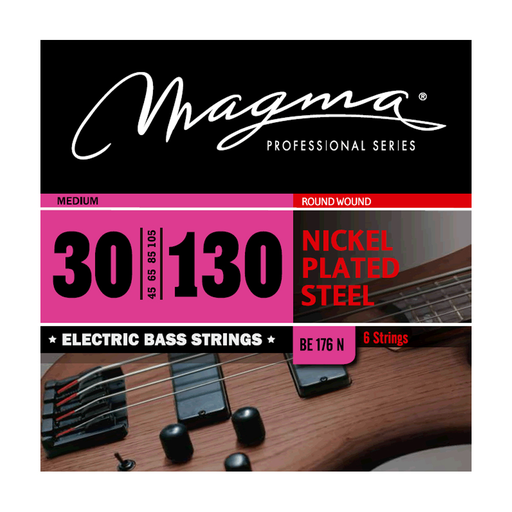 [CMA-BE176N] SET DE CUERDAS MAGMA, PARA BAJO ELECTRICO, METAL, CALIBRE .30/130, 6 CUERDAS, MEDIUM, NICKEL PLATED STEEL