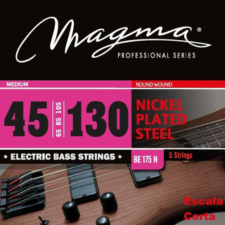 [CMA-BE175N] SET DE CUERDAS MAGMA, PARA BAJO ELECTRICO, METAL, CALIBRE .45/130, 5 CUERDAS, MEDIUM, NICKEL PLATED STEEL