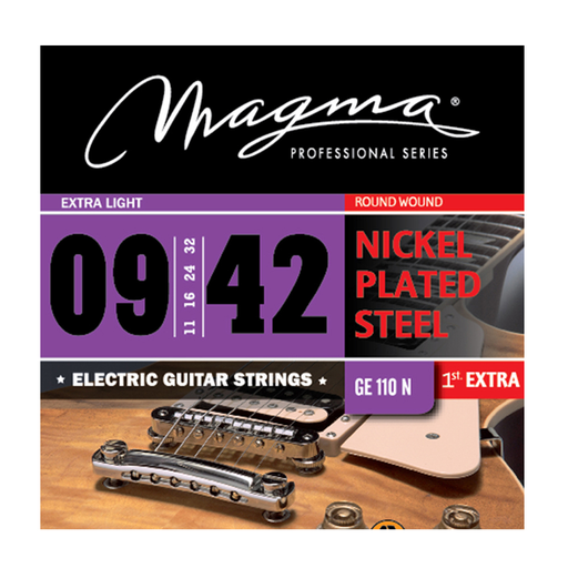 [CMA-GE110N] SET DE CUERDAS MAGMA, PARA GUITARRA ELECTRICA, METAL, CALIBRE .09/42, 6 CUERDAS, EXTRA LIGHT, NICKEL PLATED STEEL