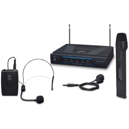 [M-12-3057] SET DE MICROFONOS MITZU, 3 MICROFONOS INALAMBRICOS VHF CON RECEPTOR, 50 HZ a 13 KHZ