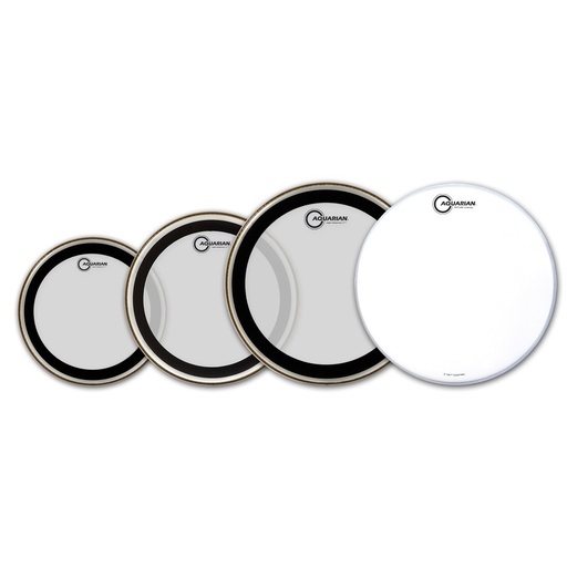 [PF-A] SET DE PARCHES ACUARIAN, PARA BATERIA, TRANSPARENTE ORILLA NEGRO, 1X10, 1X12, 1X14, 2 CAPAS, BONUS 1X14 TEXTURE COATED