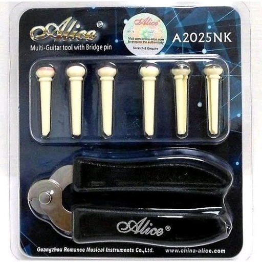 [A2025NK] SET DE PINES ALICE, PARA GUITARRA ACUSTICA, 6 PINES, INCLUYE CORTA CUERDAS