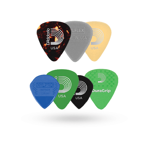 [1XVP4-5 PACK] SET DE PUAS D'ADDARIO, 7 UNIDADES, DIFERENTES COLORES.