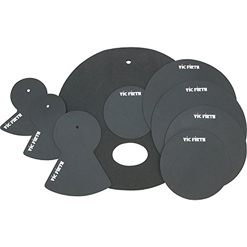 [MUTEPP4] SET DE SILENCIADORES VIC FIRT, 8 PIEZAS, 4 PARA TAMBORES, 3 PARA PLATILLOS, 1 PARA BOMBO, COLOR NEGRO