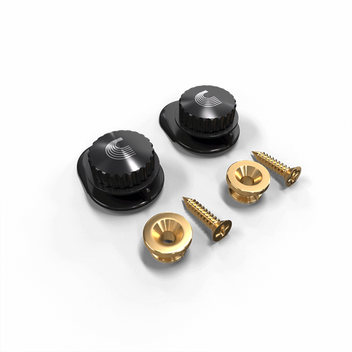 [PW-SLS-03 GOLD] SET DE STRAPLOOK (PIN) D'ADDARIO, PARA GUITARRA ELECTRICAS, ACUSTICA, BAJO, COLOR DORADO, PRIMIUM
