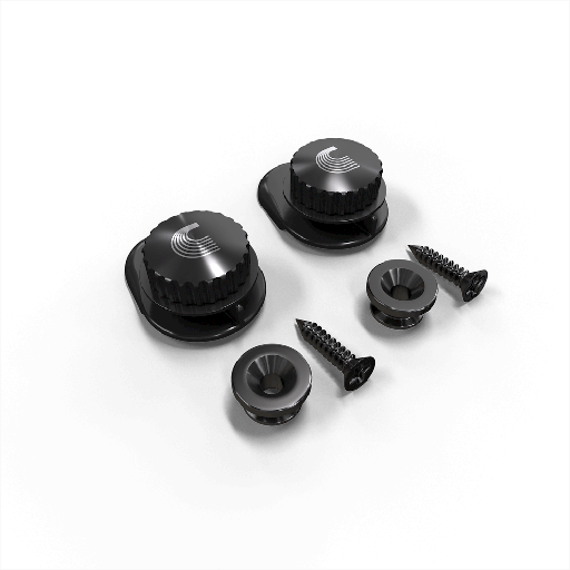 [PW-SLS-01 BK] SET DE STRAPLOOK (PIN) D'ADDARIO, PARA GUITARRA ELECTRICAS, ACUSTICA, BAJO, COLOR NEGRO, PRIMIUM