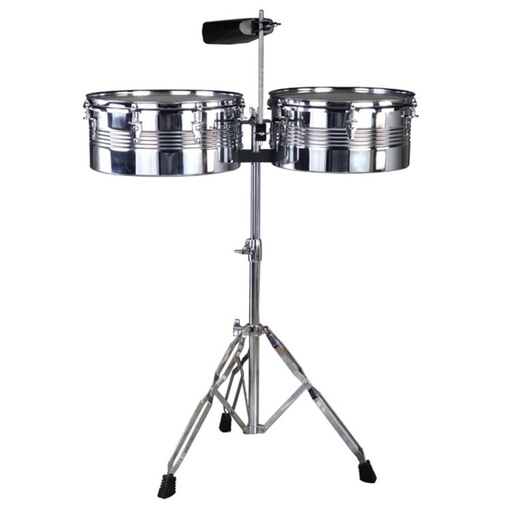[YWTM2-1] SET DE TIMBALES DVD, CROMADO, 13 X 14 X 6, INCLUYE PEDESTAL Y CENCERRO