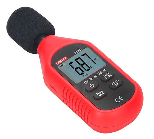 [UT353] SONOMETRO UNI-T, DIGITAL, 30 a 130 dB, COLOR ROJO
