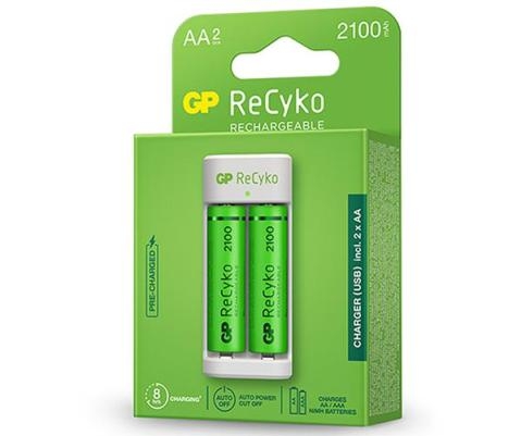 [GPACSE211001] BATERIA RECARGABLE GP RECYKO, 2 BATERIAS AA, 2100mAh, CARGADOR USB-C INCLUIDO