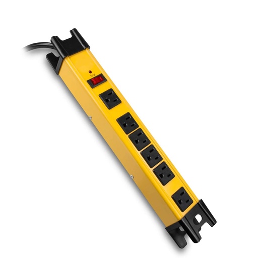 [13-PS1875HD] REGLETA NIPPON AMERICA, 6 SALIDAS, CON PROTECTOR 700 JOULES, CALIBRE 14, METALICO AMARILLO