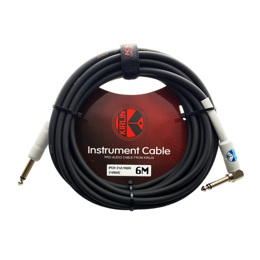 [IPCH-242-6M-HWH] CABLE PARA INSTRUMENTO KIRLIN, TS 1/4 RECTO - TS 1/4 L, RECUBRIMIENTO DE PVC NEGRO, 6 METROS, NEGRO/BLANCO