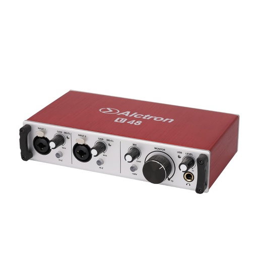 [U48] INTERFAZ DE AUDIO ALCTRON, DOBLE CANAL,  24 BITS/192 kHz, USB, COLOR ROJO