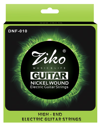 [DNF-10] SET DE CUERDAS ZIKO, PARA GUITARRA ELECTRICA, REVESTIMIENTO DE NICKEL, 6 CUERDAS, METAL, CALIBRE 10-46