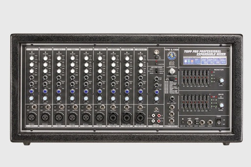 [TPM-9.1000+MP3-T] MEZCLADORA ACTIVA (CABEZAL) TOPP PRO, 2000 WATTS PROGRAMA, 14 CANALES, EQ, DIGITAL FX
