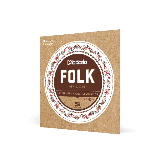 [EJ32] SET DE CUERDAS D´ADDARIO, SERIE FOLK, PARA GUITARRA CLASICA, NYLON, TENSION DURA