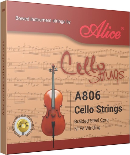 [A806] SET DE CUERDAS ALICE, PARA VIOLONCELLO, ACERO, NIQUEL