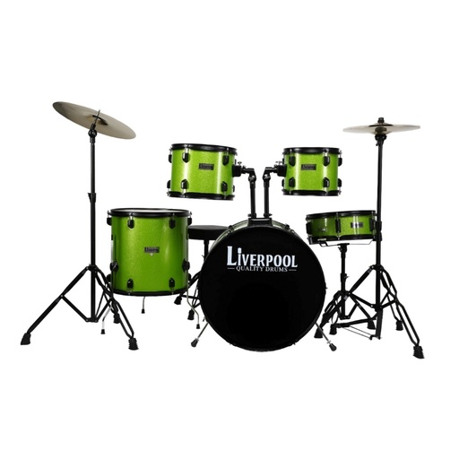 [JBP2211A-GR-003] BATERIA ACUSTICA LIVERPOOL, DE 5 PIEZAS, COLOR VERDE, ARO NEGRO