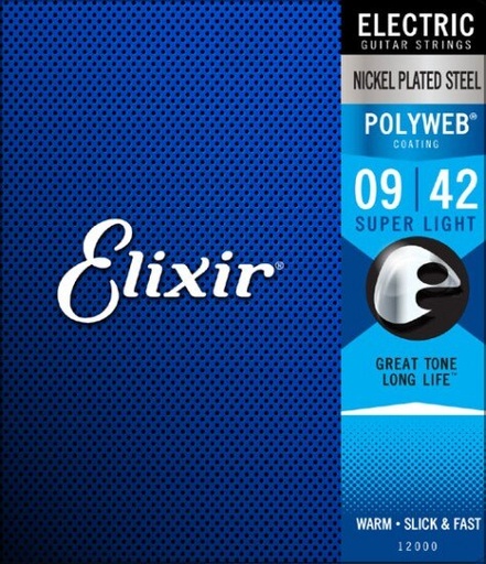 [12000] SET DE CUERDAS ELIXIR, PARA GUITARRA ELECTRICA, CALIBRE 09 - 42, POLIWEB