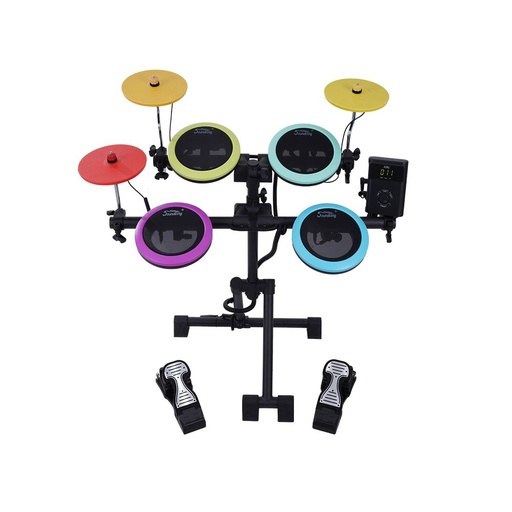 [SD10P] BATERIA ELECTRICA SOUNDKING, SERIE TREVEL RAINBOW DRUM, PORTATIL MULTIFUNCIONAL, 10 PIEZAS, 300 TIMBRES, BATERIA RECARGABLE, COMPACTO, PARCHES MESH