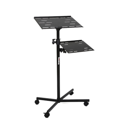 [SF80] PEDESTAL DOBLE PARA LAPTOP SOUNDKING, ANGULO Y ALTURA AJUSTABLES, CON LLANTAS, COLOR NEGRO