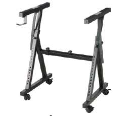 [DF084-6] PEDESTAL PARA TECLADO SOUNDKING, BARRA CUADRADA, ESTILO Z CON REFUERZO TRASERO, CON SOPORTE PARA AUDIFONOS Y DOS CORREAS, CON RODOS, AJUSTABLE, COLOR NEGRO