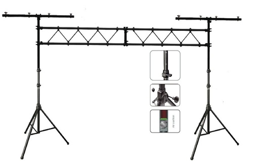 [SA109] SET DE PEDESTAL PARA LUCES SOUNDKING, DOBLE BASE TIPO TRIPIÉ, COLOR NEGRO