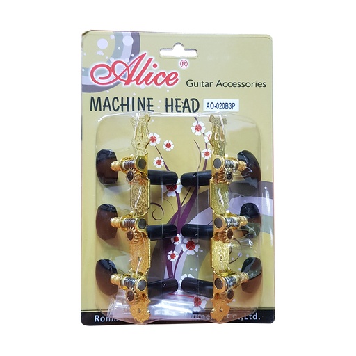 [AO-020B3P] SET DE CLAVIJAS ALICE, METAL, PARA GUITARRA ACUSTICA, COLOR DORADO Y NEGRO (INSTALACION GRATIS)