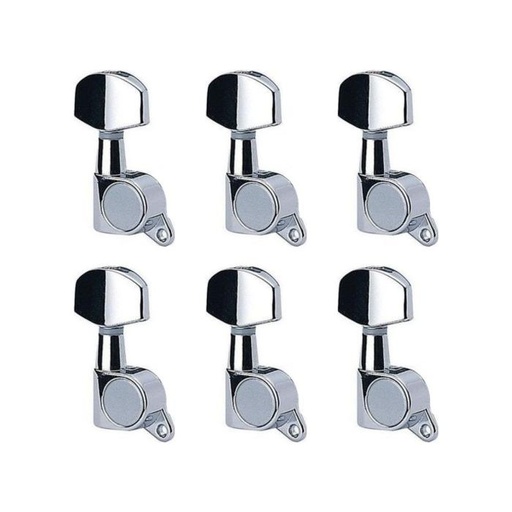 [MHG-400P-CHR] SET DE CLAVIJAS RONSANI, 6 UNIDADES, METAL, PARA GUITARRA ELECTRICA, CROMADO, TIPO STRAT