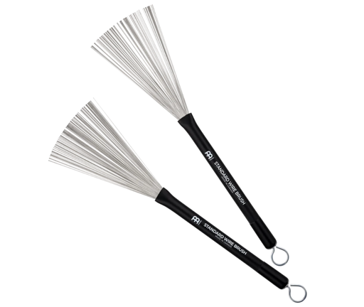 [SB300] PAR DE ESCOBILLAS PROFESIONALES MEINL, CERDAS DURAS, MANGO COLOR NEGRO.