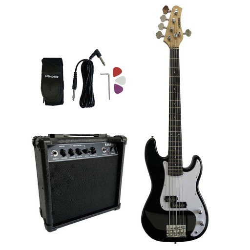 [BH-EBS150-S-BK] COMBO DE BAJO ELECTRICO HENDRIX, TIPO JB, INCLUYE: AMPLIFICADOR, ESTUCHE Y ACCESORIOS, NEGRO