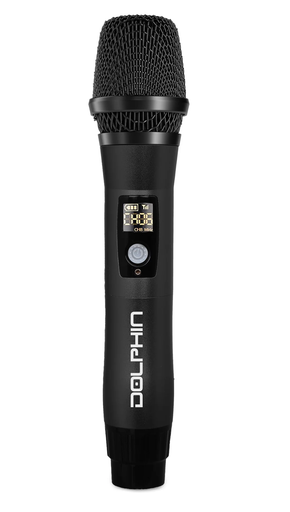 [MCX11 BLACK] MICROFONO INALAMBRICO DOLPHIN, RECEPTOR UHF, USB-C, 50 CANALES INTERCAMBIABLES, METALICO NEGRO