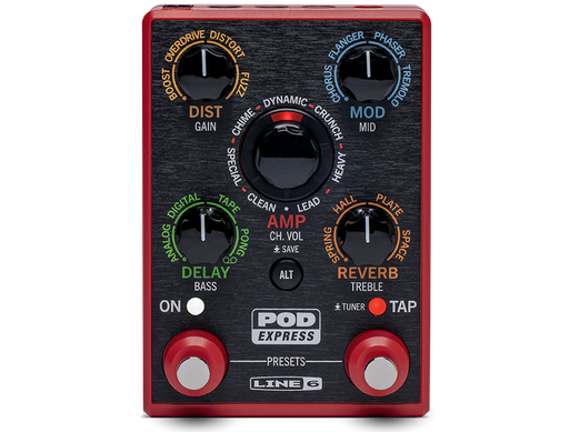 [POD EXPRESS GUITAR] PEDAL MULTI-EFECTOS LINE 6, PARA GUITARRA, SERIE POD EXPRESS GUITAR, 7 AMPLIFICADORES, 7 PANTALLAS Y 17 EFECTOS DE DISTORSION, MODULACION, REVERBERACION Y DELAY, INCLUYENDO UN LOOPER.