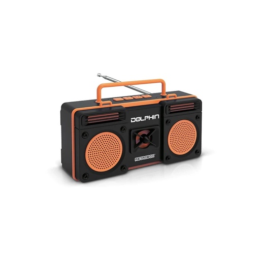 [RTX-20 ORANGE] RADIO BLUETOOTH DOLPHIN, RETROBOX, PORTÁTIL, CARGA USB, COLOR NARANJA