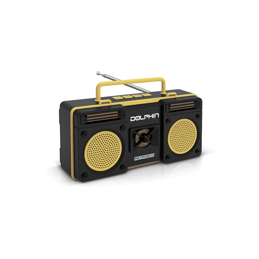 [RTX-20 YELLOW] RADIO BLUETOOTH DOLPHIN, RETROBOX, PORTÁTIL, CARGA USB, COLOR AMARILLO