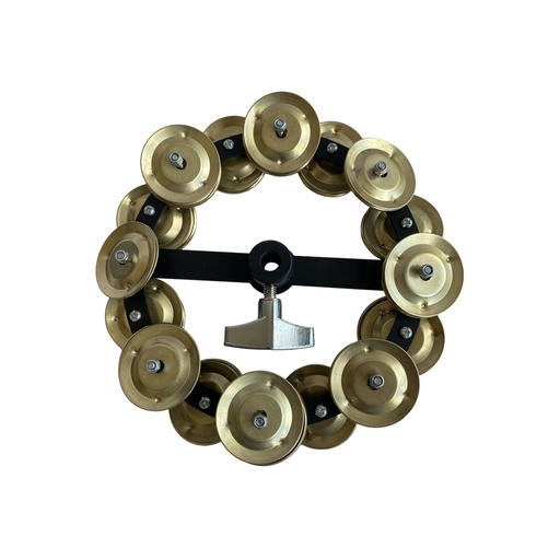 [YWTW-29] PANDERETA BOCHELI, PARA HI-HAT, ARO NEGRO, 16 DISCOS COLOR DORADOS