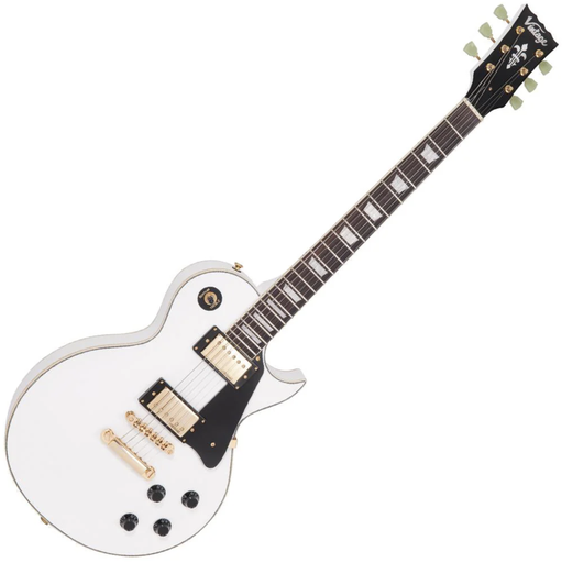 [JHS-V100AW] GUITARRA ELECTRICA VINTAGE, SERIE V100, TIPO LP,  TAPA DE CAOBA, 22 TRASTES, BLANCO, BLANCO ARTICO
