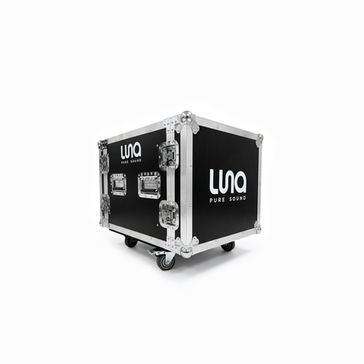 [LU-YA10] HARD CASE, RACK DE GIRA PROFESIONAL, LUNA, CON RUEDAS, 10U, COLOR NEGRO, ORILLAS COLOR PLATEADO.