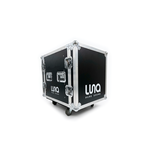 [LU-YA12] HARD CASE, RACK DE GIRA PROFESIONAL, LUNA, CON RUEDAS, 12U, COLOR NEGRO, ORILLAS COLOR PLATEADO.