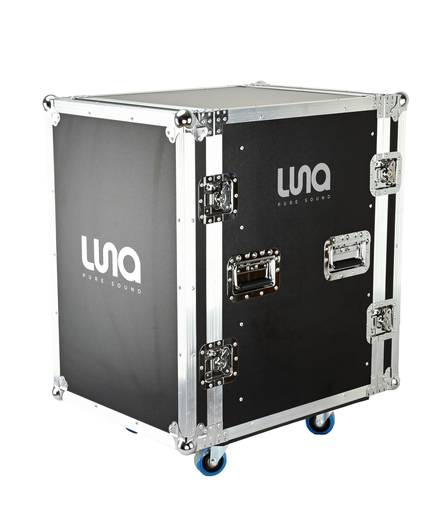 [LU-YA16] HARD CASE, RACK DE GIRA PROFESIONAL, LUNA, CON RUEDAS, 16U, COLOR NEGRO, ORILLAS COLOR PLATEADO.